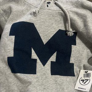 '47 Brand University of Michigan Gray Imprint Block ''M'' Hooded Sweatshirt Wmns